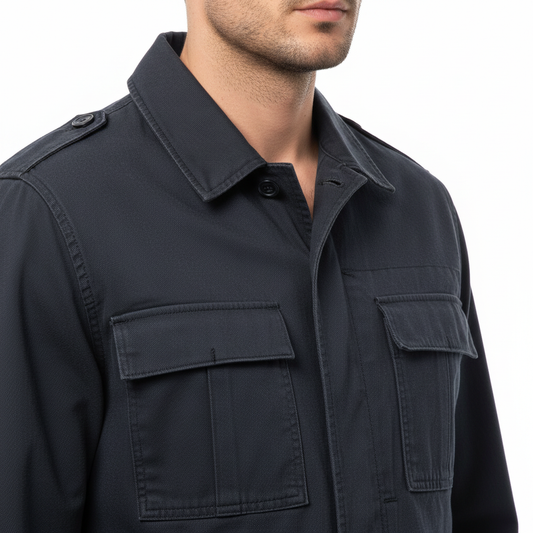 Field Jacket Sun 68 Blu - Dettaglio Colletto e Tasche