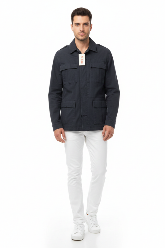 Field Jacket Sun 68 Blu - Frontale con Modello