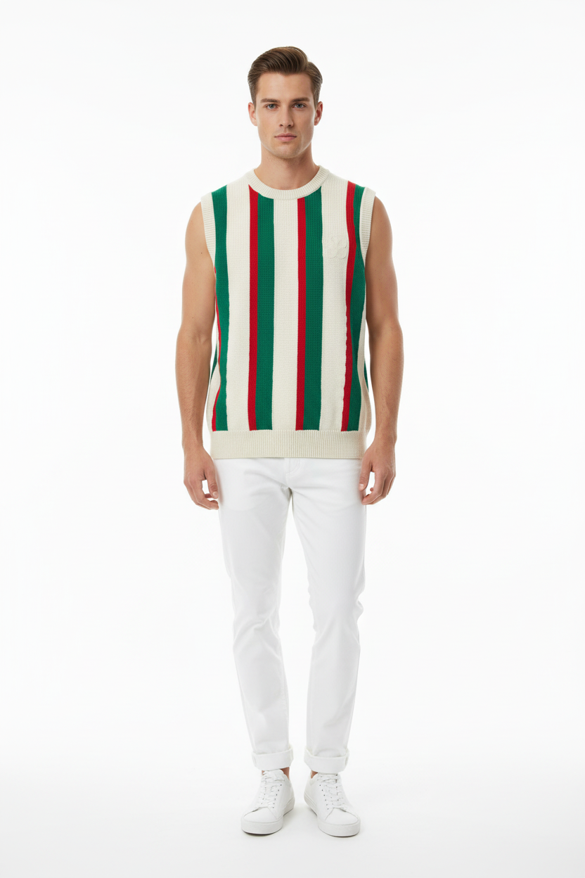Gilet Righe Italia - Frontale con Modello