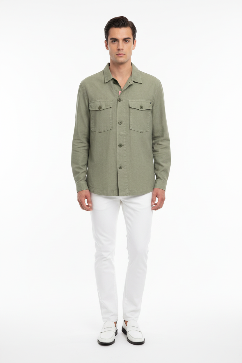 Overshirt Cruna Verde - Frontale con Modello