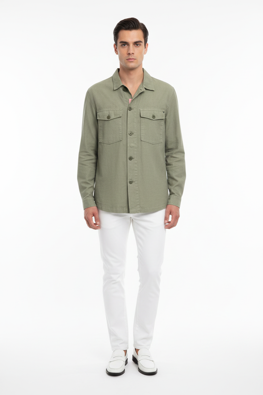 Overshirt Cruna Verde - Frontale con Modello