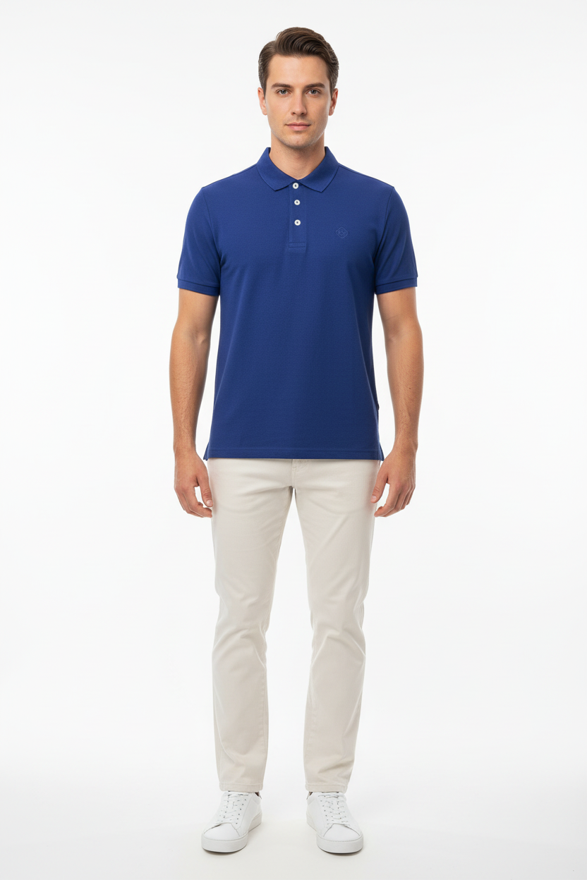 Polo Blu Royal Désirée - Frontale con Modello