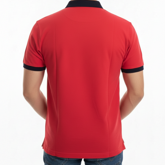 Polo Désirée Rossa - Retro Colletto Blu Senza Scritta