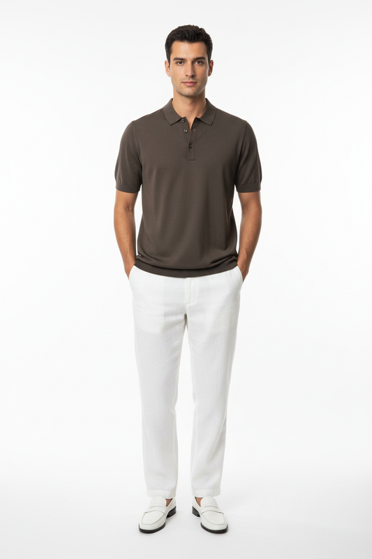 Polo Filo Marrone - Frontale con Modello